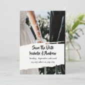 両面フル写真のSave the Dateカード セーブザデート (スタンド正面)