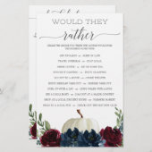 両面ブライダルシャワーゲームブルゴーニュ海軍 (正面/裏面)