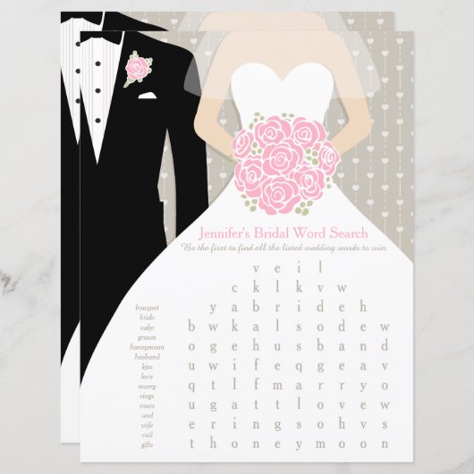 両面ブライダルシャワーWord検索プラスアドバイス (正面/裏面)