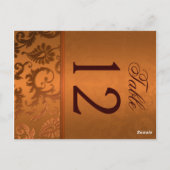 両面ブラウンと銅色のダマスクテーブルナンバー ポストカード (裏面)