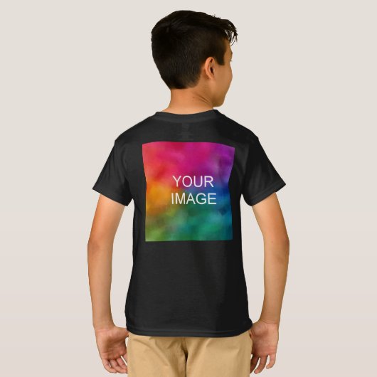 両面ブラックエレガントテンプレート追加イメージボーイズ Tシャツ (裏面フル)