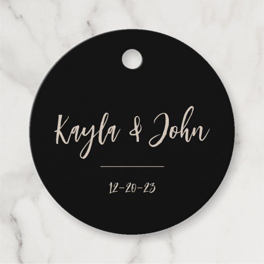 両面ブラック結婚式の引き出物ありがとうラベル フェイバータグ (正面)