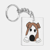 両面ブルドッグ赤と白覗き漫画 キーホルダー (正面左)