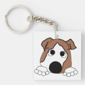 両面ブルドッグ赤と白覗き漫画 キーホルダー (正面)