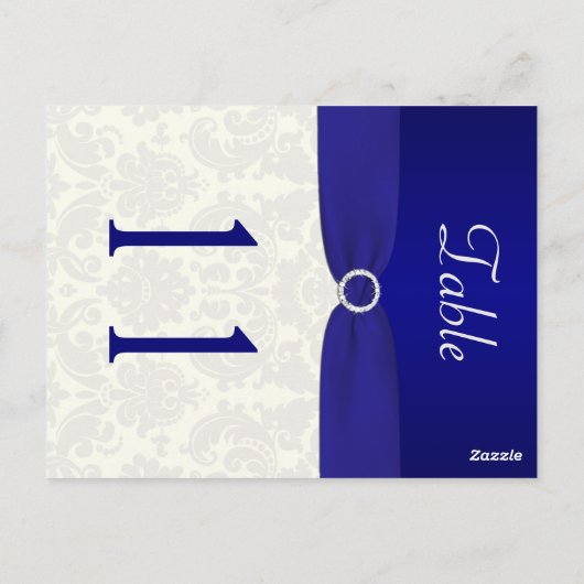 両面ブルーとアイボリーダマスクのテーブル番号 ポストカード (裏面)