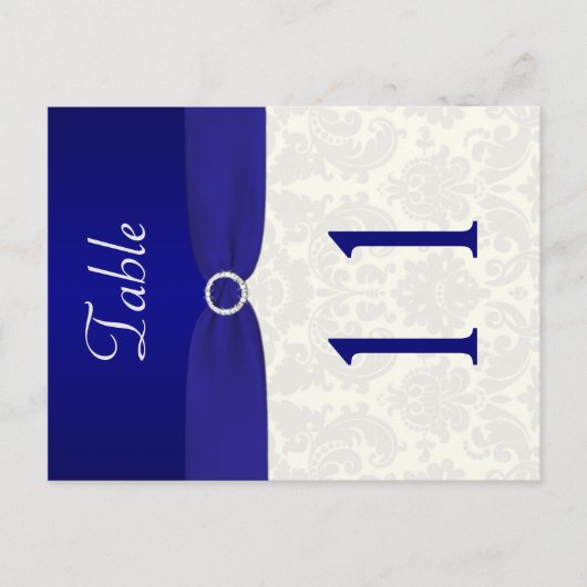 両面ブルーとアイボリーダマスクのテーブル番号 ポストカード (正面)