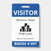 両面ブルー白訪問者ロゴテンプレート バッジ (正面)