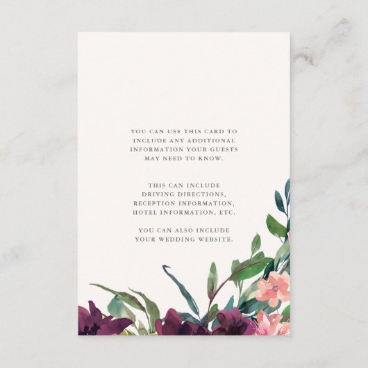 両面プラムフローラオン赤面結婚詳細 エンクロージャーカード (裏面)