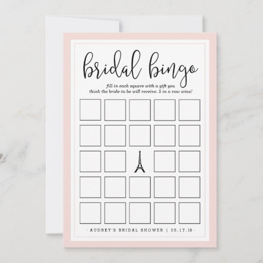 両面プリントのウェディングシャワー ビンゴとパースゲーム (正面)