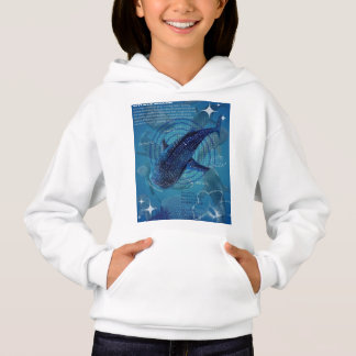 両面プリントの青いクジラのフーディー