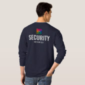 両面プリントメンズ長袖セキュリティ海軍 Tシャツ (裏面フル)