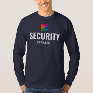 両面プリントメンズ長袖セキュリティ海軍 Tシャツ