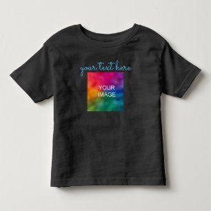 両面プリント お好きなテキストと写真 黒 ベビー トドラーTシャツ