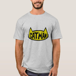 両面プリント - CATMAN ネコの頭 ジョークTシャツ Tシャツ