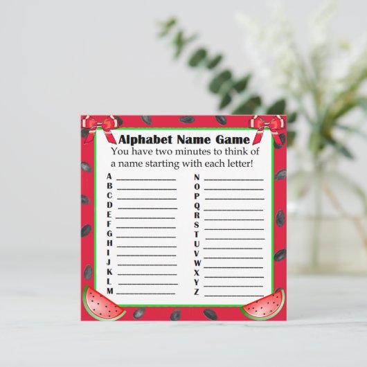 両面ベビーシャワーゲームスイカをテーマにしたゲーム 招待状 (スタンド正面)