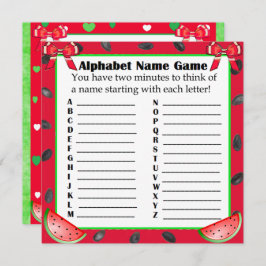 両面ベビーシャワーゲームスイカをテーマにしたゲーム 招待状