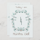 両面ベビーマイルストーンカード縁どフローラ 招待状 (正面/裏面)