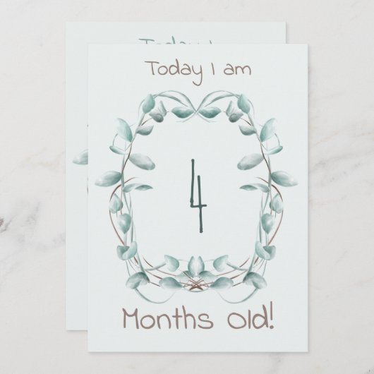 両面ベビーマイルストーンカード縁どフローラ 招待状 (正面/裏面)