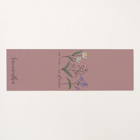 両面ボホワイルドフラワー感動的引用文 ヨガマット (裏面(横))