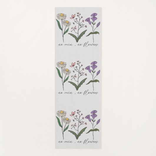 両面ボホワイルドフラワー感動的引用文 ヨガマット (正面)