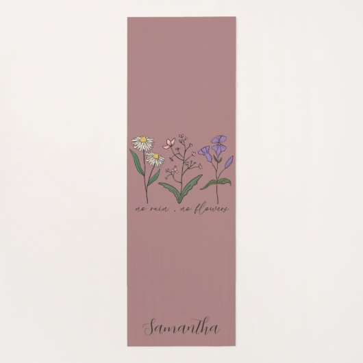 両面ボホワイルドフラワー感動的引用文 ヨガマット (裏面)