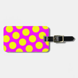 両面マゼンタとイエローの水玉模様 ラゲッジタグ