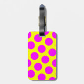 両面マゼンタとイエローの水玉模様 ラゲッジタグ (裏面縦)