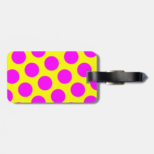両面マゼンタとイエローの水玉模様 ラゲッジタグ (裏面横)