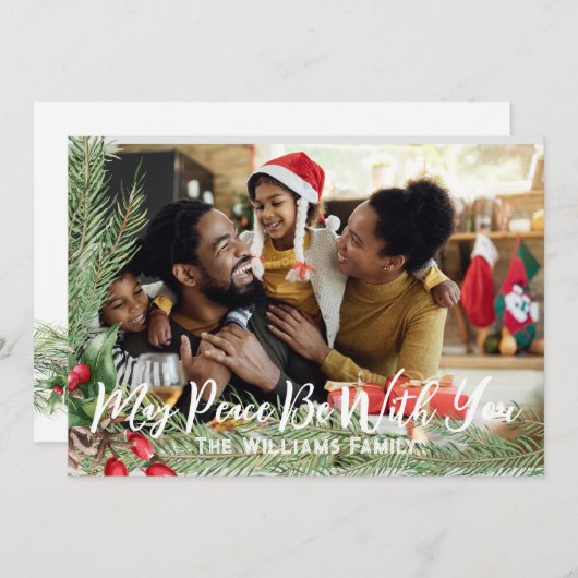 両面モダンなホリデーシーズンの写真クリスマスカード 招待状 (正面/裏面)