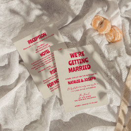 両面モダンカラフルはっきりした結婚レトロ 招待状