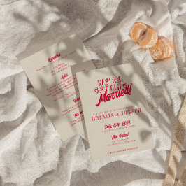 両面モダンカラフルはっきりした結婚レトロ 招待状