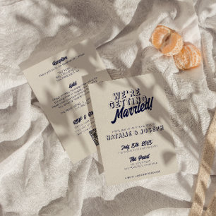 両面モダンカラフルはっきりした結婚レトロ 招待状