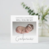 両面モダン写真のゴッドペアレント提案 招待状 (スタンド正面)