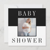 両面モダン写真ミニマル赤ちゃんシャワー 招待状 (正面)