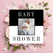 両面モダン写真ミニマル赤ちゃんシャワー 招待状