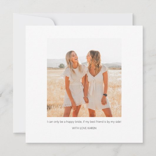 両面モダン写真メイド・オブ・オーナー(花嫁付き添い人)提案 招待状 (裏面)