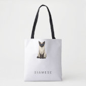 両面モダン幾何学柄シャム猫トートバッグ トートバッグ (正面)