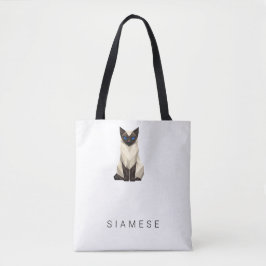 両面モダン幾何学柄シャム猫トートバッグ トートバッグ