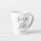 両面モダン表示ラテ白黒 カフェラテマグ (右アングル)