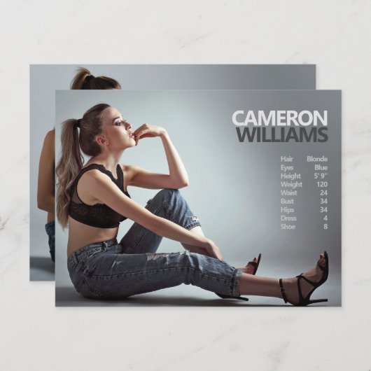 両面モデルアクターのプロモーション ポストカード (正面/裏面)