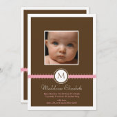 両面モノグラムリボン誕生のお知らせ 招待状 (正面/裏面)