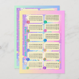 両面ユニコーン乗算テーブル ノートカード