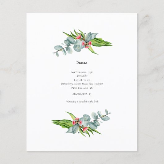 両面ユーカリプタスメニューテンプレート予算 チラシ (裏面)