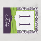 両面ライムと紫色のダマスクのテーブル番号 ポストカード (裏面)