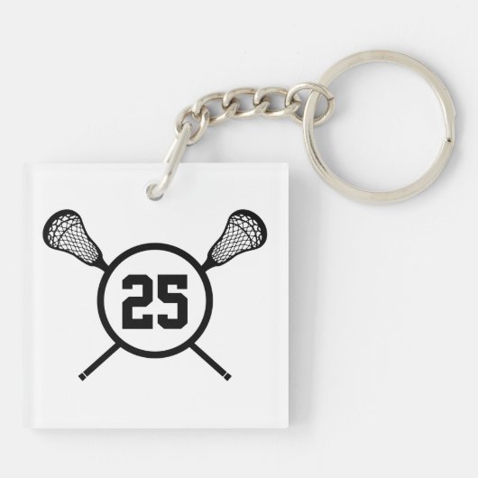 両面ラクロスカスタムな数keychain キーホルダー (裏面)