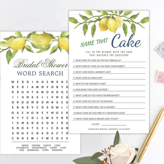 両面レモン&緑ブライダルシャワーゲーム (クリエイターアップロード済み)