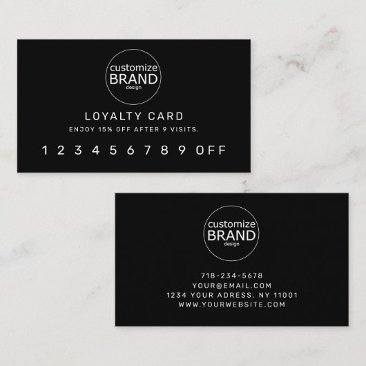 両面ロゴブラックプロフェッショナルロイヤリティカード ロイヤリティカード (正面/裏面)