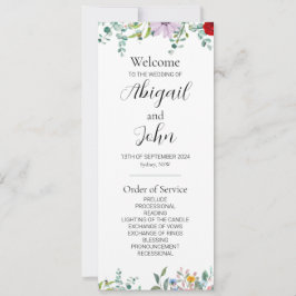 両面ワイルドフラワーの結婚セレモニー用フラットカード