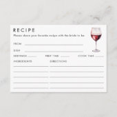 両面ワインをテーマにしたブライダルシャワーレシピ エンクロージャーカード (正面)