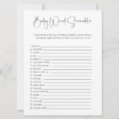 両面ワード検索スクランブルベビーシャワーゲーム 招待状 (正面)